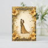 Invitation Elégante oeuvre d'or de romantique mariage Couple (Debout devant)