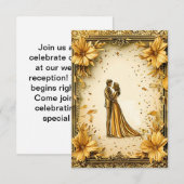 Invitation Elégante oeuvre d'or de romantique mariage Couple (Devant / Derrière)