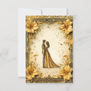 Invitation Elégante oeuvre d'or de romantique mariage Couple