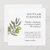 Invitation Elégante olive. Mariage classique traditionnel (Devant / Derrière)