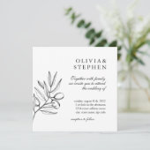 Invitation Elégante olive. Mariage noir blanc simple (Debout devant)