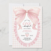 Invitation Élégante ONE derful Pink Bow Girl 1er anniversaire (Devant)
