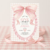 Invitation Élégante ONE derful Pink Bow Girl 1er anniversaire