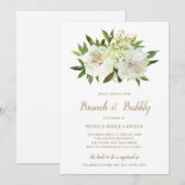 Invitation Elégante or blanc Floral Fête des mariées moderne (Devant / Derrière)