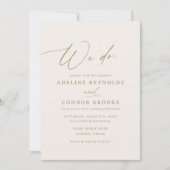 Invitation Elégante or et ivoire Calligraphie Nous faisons Ma (Devant)