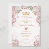 Invitation Elégante or mexicain rose fleurs Quinceañera (Devant)