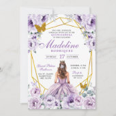 Invitation Elégante or violet mexicaine princesse Quinceanera (Devant)