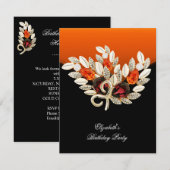 Invitation Elégante Orange Amber Jewel Anniversaire (Devant / Derrière)