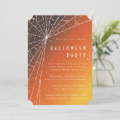 Invitation Elégante Orange Diamond Spider Web Halloween Party (Debout devant)