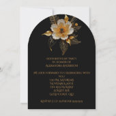 Invitation Elégante Orange Orange Gold Black Flower (Dos)