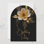 Invitation Elégante Orange Orange Gold Black Flower (Devant)