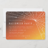 Invitation Elégante Orange Sunset Spider Web Halloween Party (Devant)