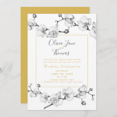 Invitation Elégante Orchidée Blanche Design Moderne Simple Ma (Devant / Derrière)