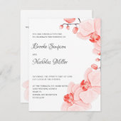 Invitation Elégante orchidée corallienne Elégante Mariage bot (Devant / Derrière)