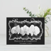 Invitation Elégante orchidée noire blanche (Debout devant)