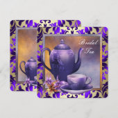 Invitation Élégante Orchidée Or Pourpre Fête de Thé de Mariag (Devant / Derrière)