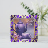 Invitation Élégante Orchidée Or Pourpre Fête de Thé de Mariag (Debout devant)