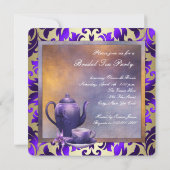 Invitation Élégante Orchidée Or Pourpre Fête de Thé de Mariag (Dos)