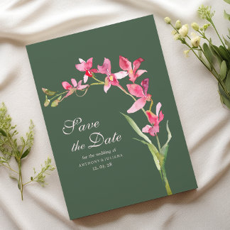 Invitation Elégante orchidée rose verte mauve Enregistrer la 