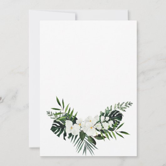 Invitation Elégante Orchidées Blanches Bohême ENGAGEMENT PART (Dos)