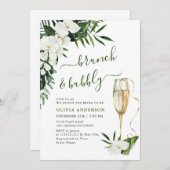 Invitation Elégante Orchidées Blanches BRUNCH et BUBBLY (Devant / Derrière)