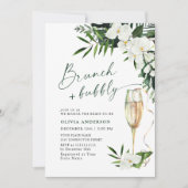 Invitation Elégante Orchidées Blanches BRUNCH et BUBBLY (Devant)