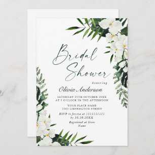 Invitation Elégante Orchidées Blanches Fête des mariées bohèm