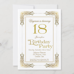Invitation Elégante Ornate Gold Lace 18e fête d'anniversaire