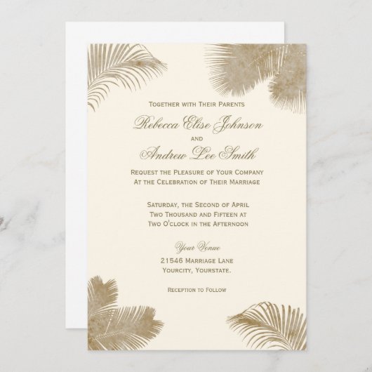Invitation élégante Palm (Devant / Derrière)