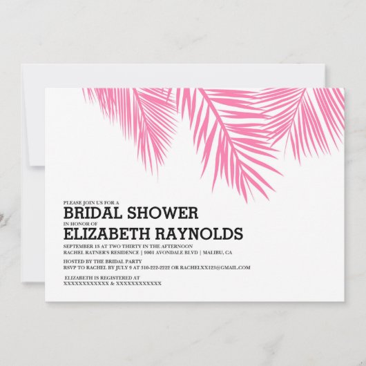 Invitation Elégante Palm Tree Beach Bridal Show (Devant)