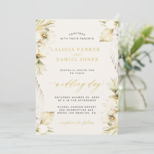 Invitation Élégante pampa boho tropical mariage