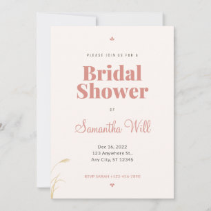 Invitation Élégante Pampas Grass Boho nuptiale de douche Invi