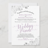 Invitation Élégante Parade Mariage Lavande & Lacy Grey (Devant)