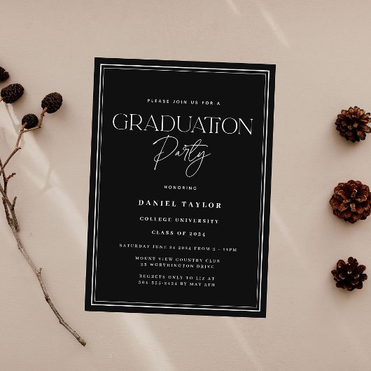 Invitation Élégante Partie de graduation de script de typogra