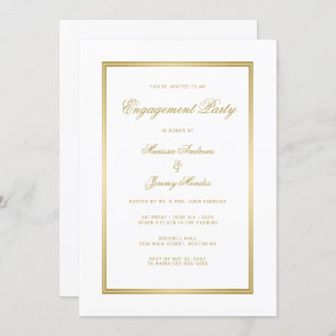 Invitation Élégante partie de l'engagement de Script Gold Bla