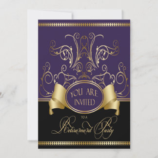 Invitation Élégante Partie de retraite Purple Gold