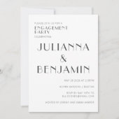 Invitation Élégante partie d'engagement Black White Art Déco (Devant)