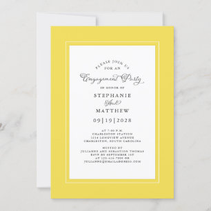 Invitation Élégante Partie d'engagement des Mariages jaunes e