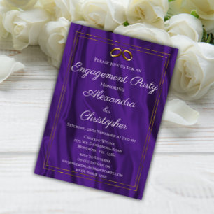 Invitation Élégante partie d'engagement en soie violette