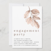 Invitation Élégante partie d'engagement Feuille moderne Blush (Devant)