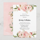 Invitation Élégante partie d'engagement florale Pink Peony (Devant / Derrière)