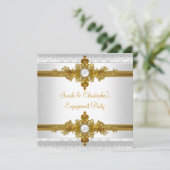 Invitation Élégante partie d'engagement Joyau d'or blanc (Debout devant)