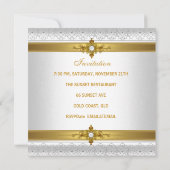 Invitation Élégante partie d'engagement Joyau d'or blanc (Dos)