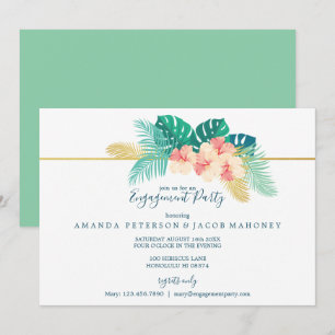 Invitation Élégante partie d'engagement Mariage de l'Hibiscus