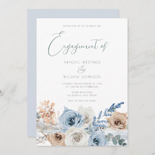 Invitation Élégante partie d'engagement moderne Boho Blue