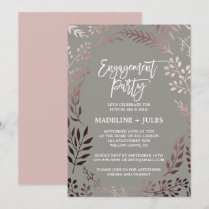 Invitation Élégante partie d'engagement Rose Gold et Grey