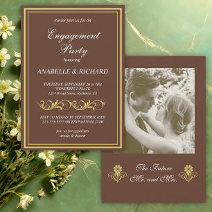 Invitation Élégante Partie d'engagement victorienne