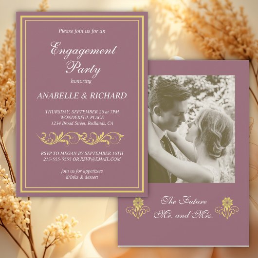 Invitation Élégante Partie d'engagement victorienne