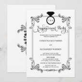 Invitation Élégante Partie Vintage d'engagement (Devant / Derrière)