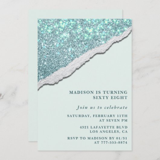 Invitation Elégante Parties scintillant 68e anniversaire invi (Devant / Derrière)